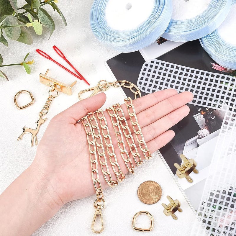 HASTHIP DIY Knitting Crochet Bags Kit, Plastic Canvas Plastic Mesh Sheets for Embroidery Cross Stitch DIY Women Handmade Bag Making Accessories, White - Image 4