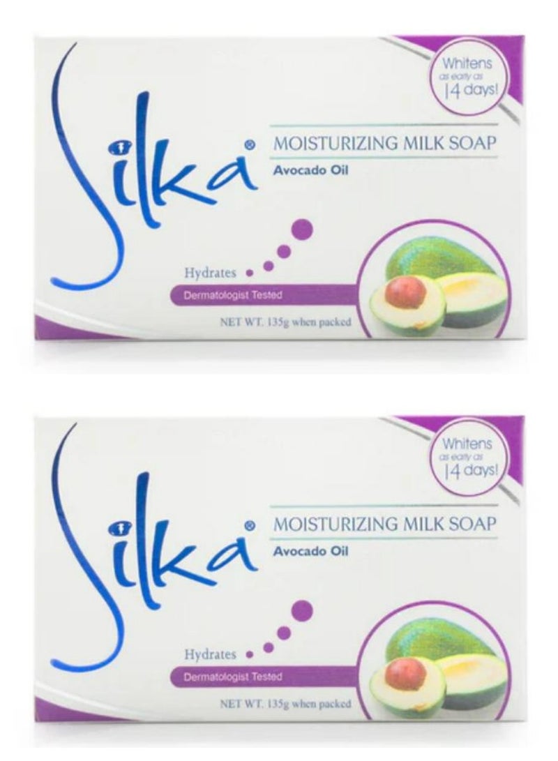 سيلكا صابون الحليب المرطب بزيت الأفوكادو 135 جرام × 2 قطعة - Image 1