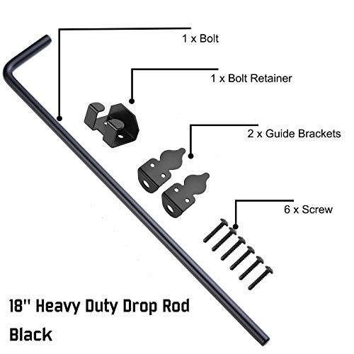 SANKINS 18" Cane Bolt Drop Rod Heavy Duty Hardware Black Solid Steel Ground Latch for Wood PVC Vinyl Metal Gates Fences Doors, Holding to The Ground (1 Pack) - Image 2