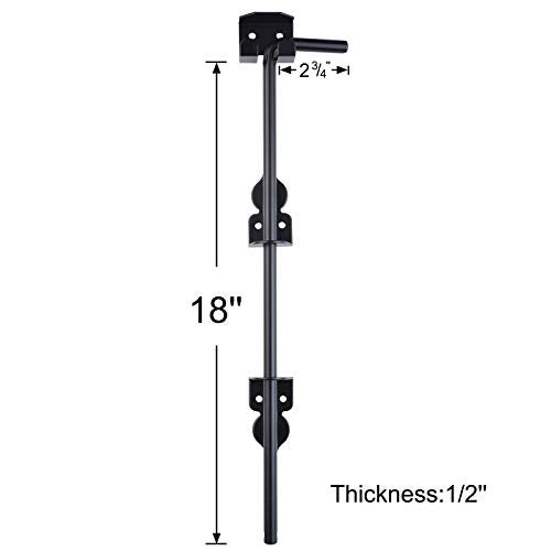 SANKINS 18" Cane Bolt Drop Rod Heavy Duty Hardware Black Solid Steel Ground Latch for Wood PVC Vinyl Metal Gates Fences Doors, Holding to The Ground (1 Pack) - Image 3