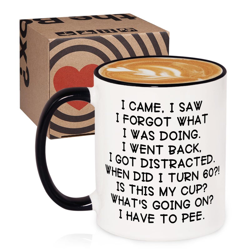 Shqiueos Funny 60th Birthday Gifts for Women Men Mug 11oz, Gag 60 Year Old Birthday Gifts for Her Him, 60th Bday Gift Idea for Mom Dad Sister Best Friends, 1966 Birthday Decorations Coffee Cup - Image 2