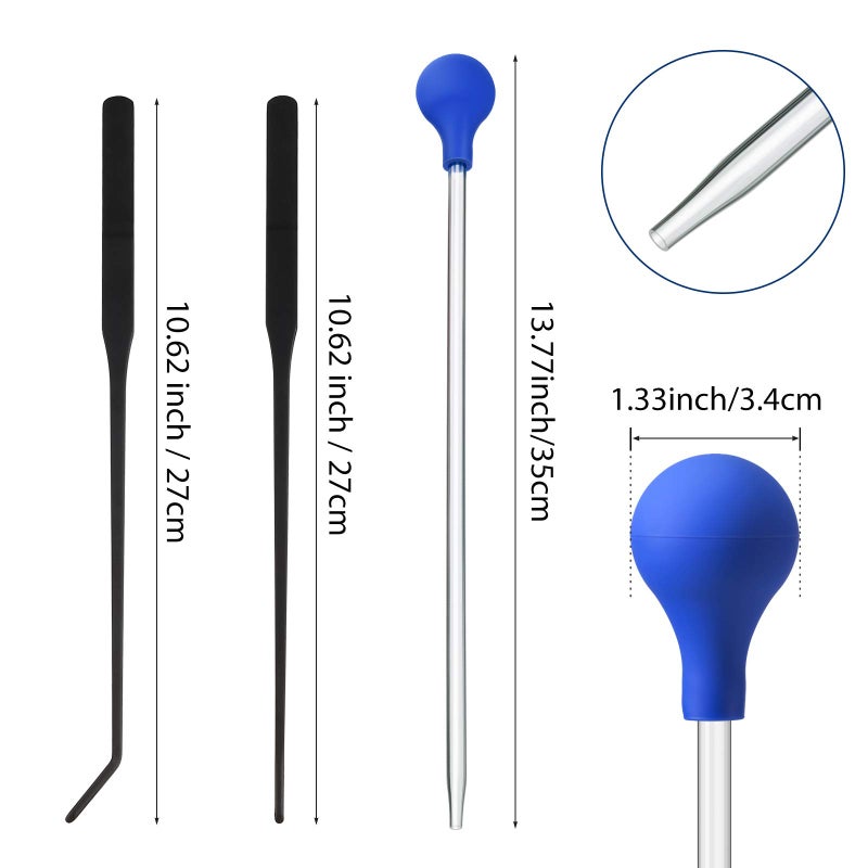 Weewooday 3 Pieces Axolotl Tank Accessories, Extra Long Tweezers for Aquarium, Coral Feeder Long Syringe, Fish Feeding Tongs Tweezers for Reef Roids Aquatic Plant Spider Snake Lizard - Image 2