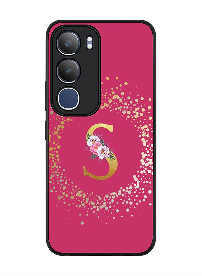 Stylizedd For vivo Y19s / Y19s Pro Case,Slim fit Camera Protection, Shockproof Thin Phone cover  - Custom Monogram Floral - S ( Deep Pink )