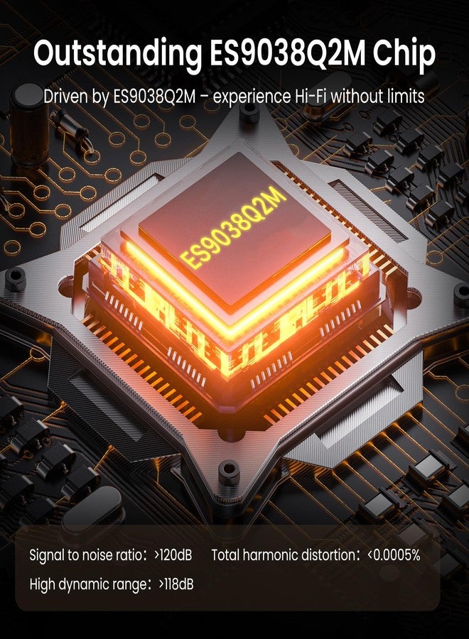 HIFI WALKER D20 DAC512 Portable Headphone Amp/DAC - USB Hi-Res Audio Dongle with 4.4mm Balanced & 3.5mm Output, ES9038Q2M + CT7601PR, Support PCM 768kHz/DSD512, CNC Aluminum, OLED Display - Image 3