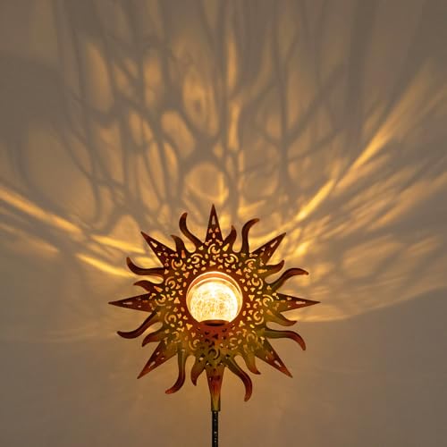 TAKE ME Sun Solar Lights Garden Outdoor Waterproof Metal Stakes for Patio Yard Walkway LawnPatio Mothers Day Gifts Mom Wife Grandma (Red Sun) - Image 4