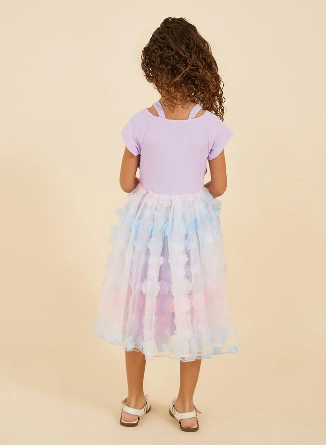 Styli Floral Tulle Dress