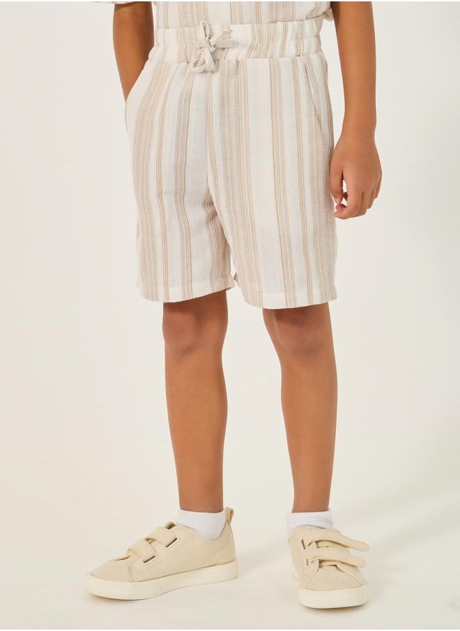 Styli - Striped Collared Shirt and Shorts Set - Image 1