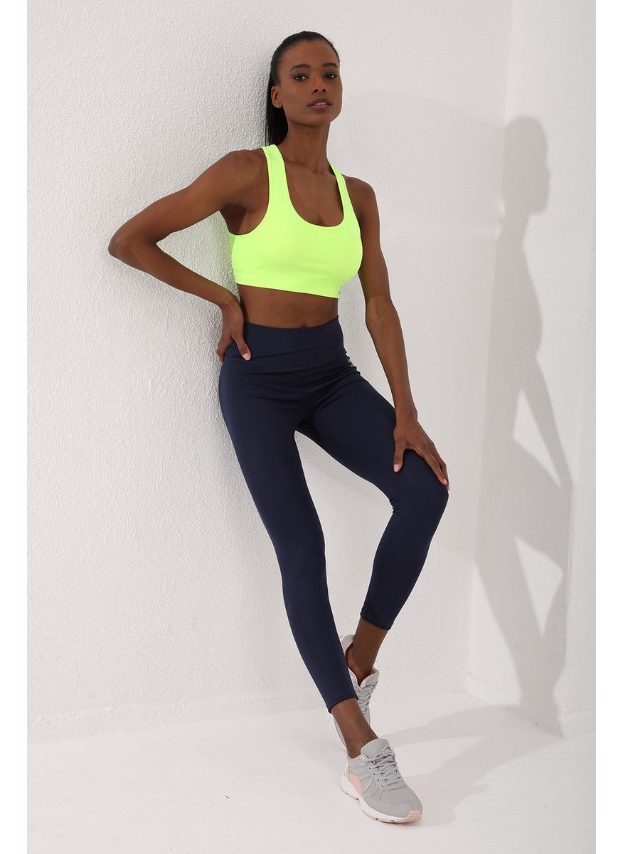 Tommy Life Neon Yellow Women's Back Detail Slim Fit U Neck Sports Bustier - 97120  - Image 1