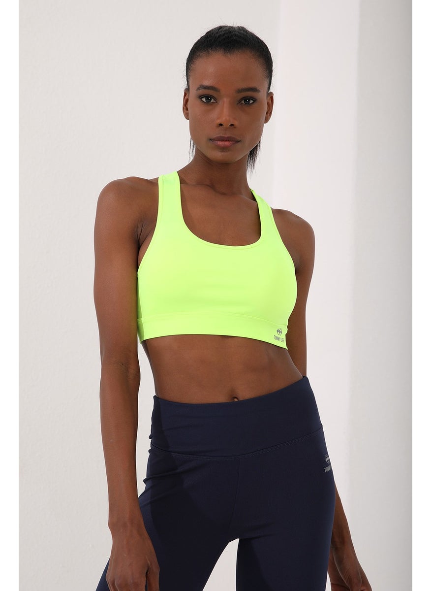 Tommy Life Neon Yellow Women's Back Detail Slim Fit U Neck Sports Bustier - 97120  - Image 4
