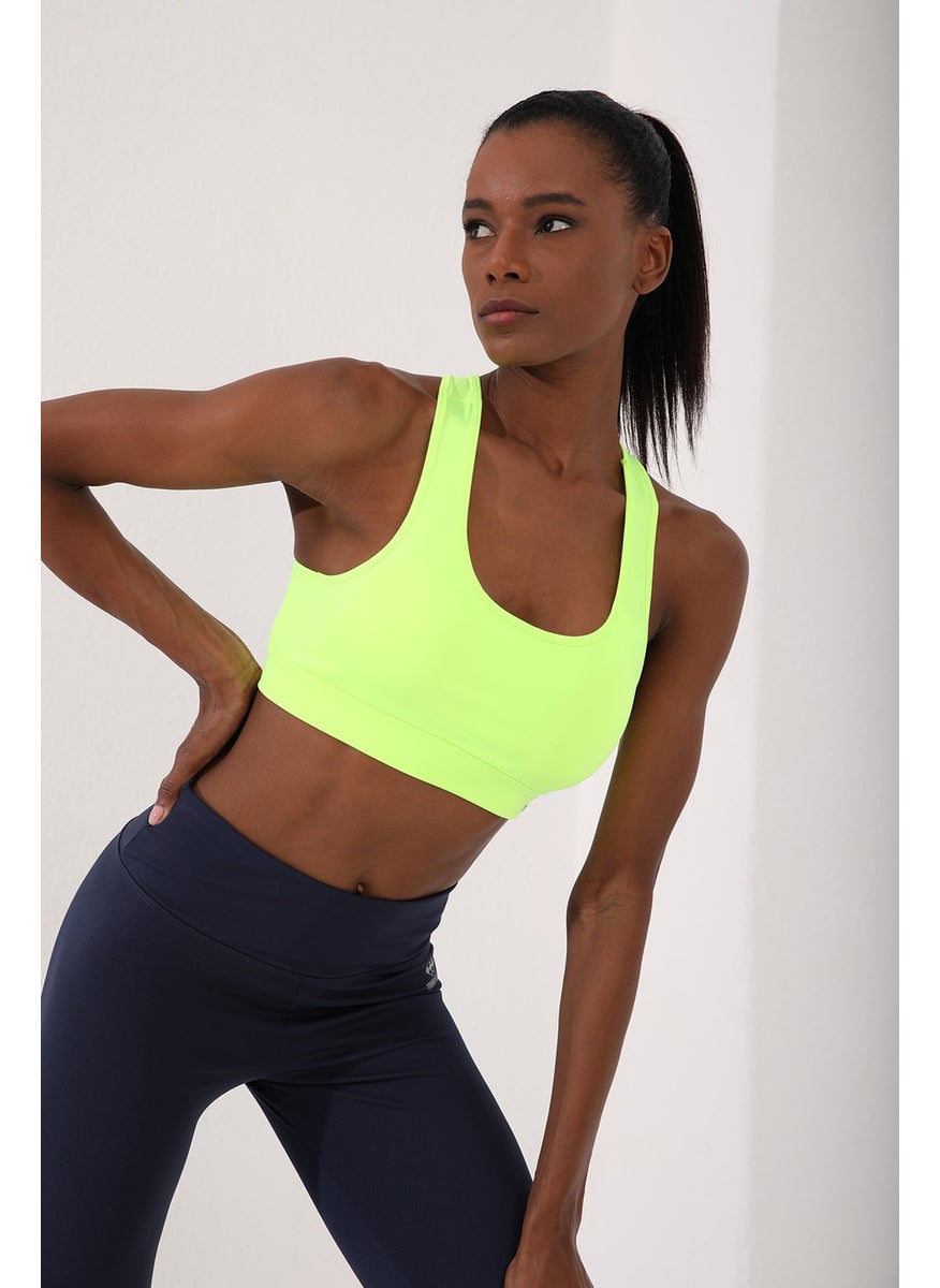 Tommy Life Neon Yellow Women's Back Detail Slim Fit U Neck Sports Bustier - 97120  - Image 5