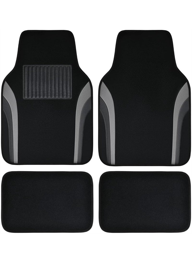 يوڠام طقم سجاد أرضية للسيارة من المخمل غير قابل للانزلاق مع قاعدة TPR مثبتة بالأظافر، مناسب لجميع الفصول، عالمي لمعظم السيارات وسيارات الدفع الرباعي، يحتوي على 4 قطع - Image 1