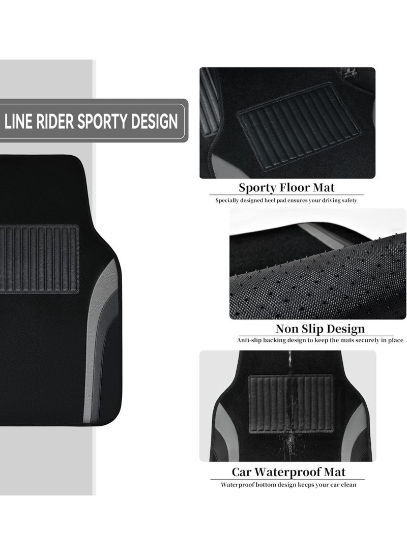 يوڠام طقم سجاد أرضية للسيارة من المخمل غير قابل للانزلاق مع قاعدة TPR مثبتة بالأظافر، مناسب لجميع الفصول، عالمي لمعظم السيارات وسيارات الدفع الرباعي، يحتوي على 4 قطع - Image 2