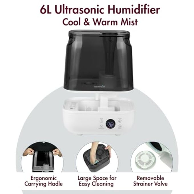 REFFAIR Caligo 500 Smart Ultrasonic Humidifier | Cool & Warm Mist With Timer Function Work All Seasons | Top-Fill Design & Led Display | Aroma Oil Diffuser | Automatic Mode (Natural Wood) 4 L - Image 2