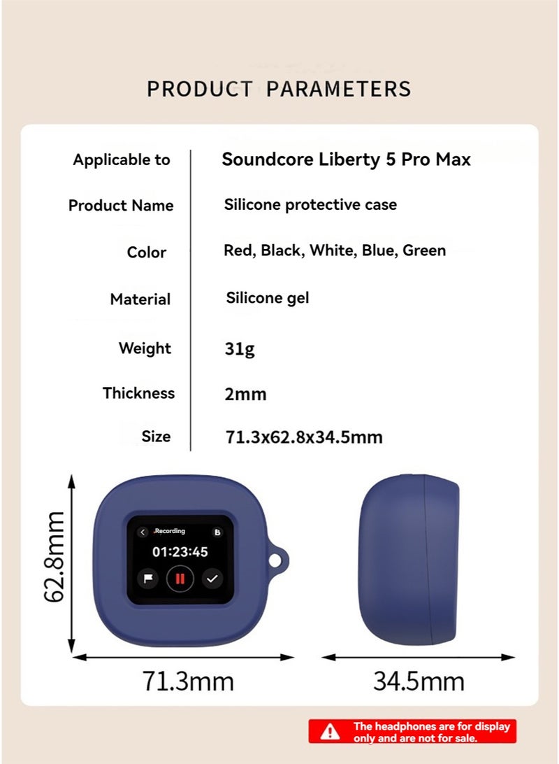 Case Compatible with Soundcore Librty 5 Pro max cover，Silicone material protective case, Weighing 31g, Precise hole position, Anti drop, Dustproof, Comes with a climbing buckle - Image 4