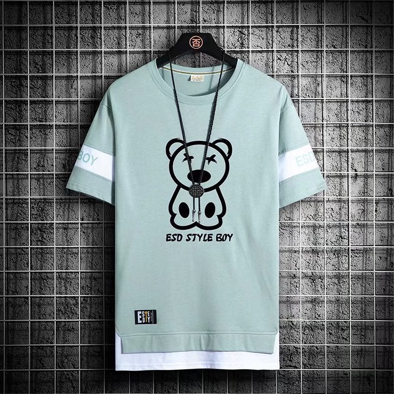 Men'S Short-Sleeve 2023 New Summer Ice Silk Half-Sleeve Men'S T-Shirt Trendy Versatile Student Top - Image 1