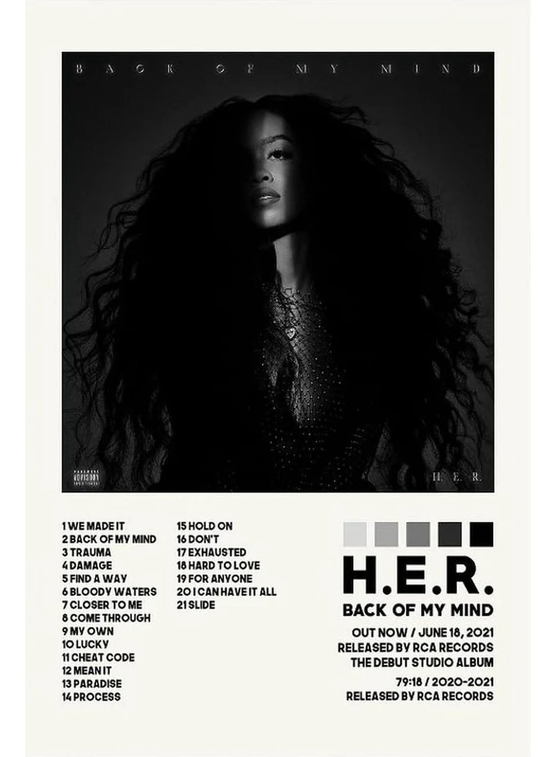 TNESSENTIAL BACK OF MY MIND  H.E.R  CANVAS POSTER - Image 1