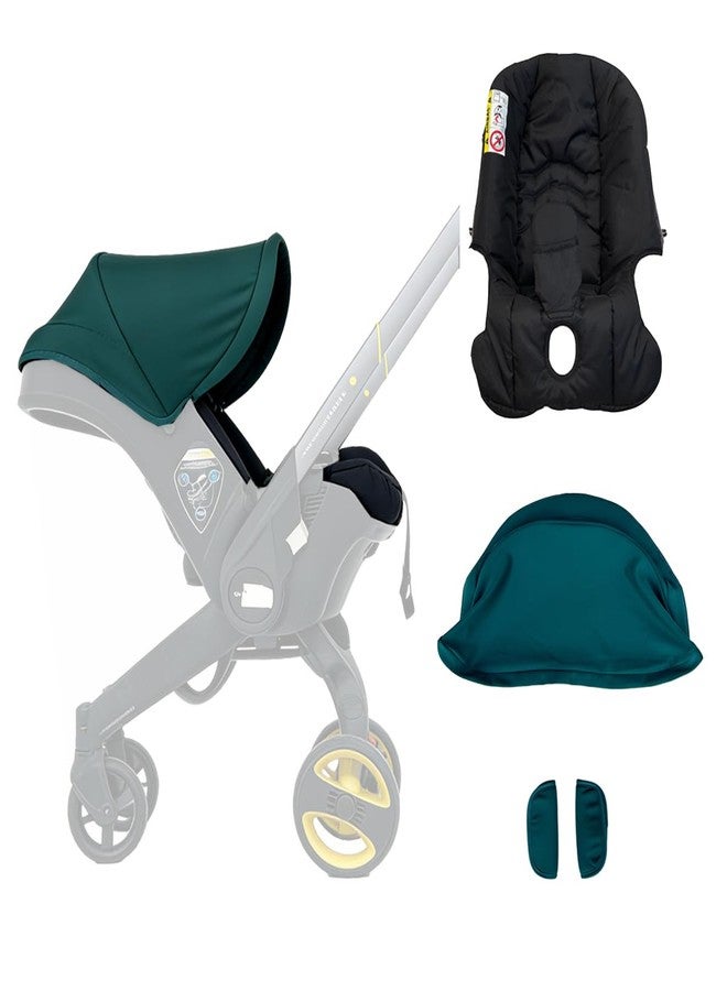 Feliliber Baby Stroller Replacement Kit Compatible with DOONA+ Car Seat Stroller | Comfortable Thick Seat Cushion+Adjustable Canopy+Extended Shoulder Pads (Green & Black) - Image 1