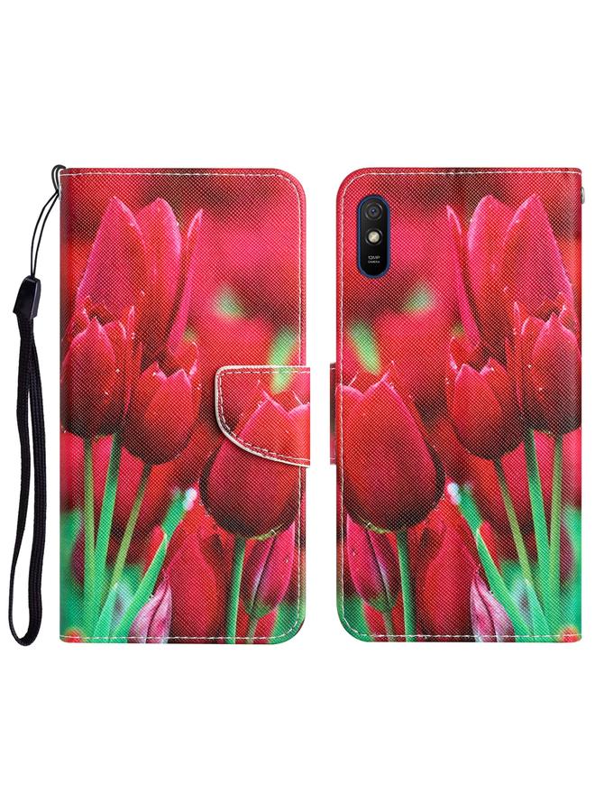 The Bros Case For Xiaomi Redmi 9A Colored Drawing Leather Phone Case