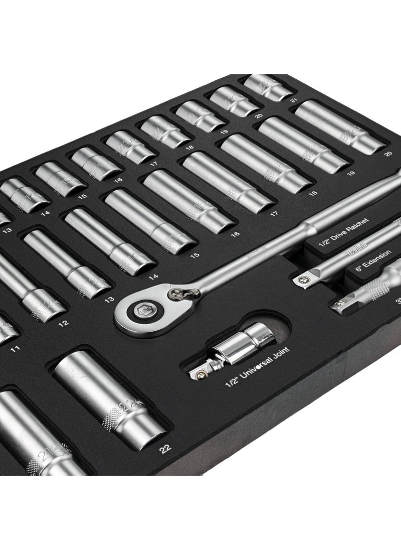 Wiha Wiha 33895 29 Piece 12 Drive Professional Standard and Deep Socket Tray Set  Metric  - Image 3