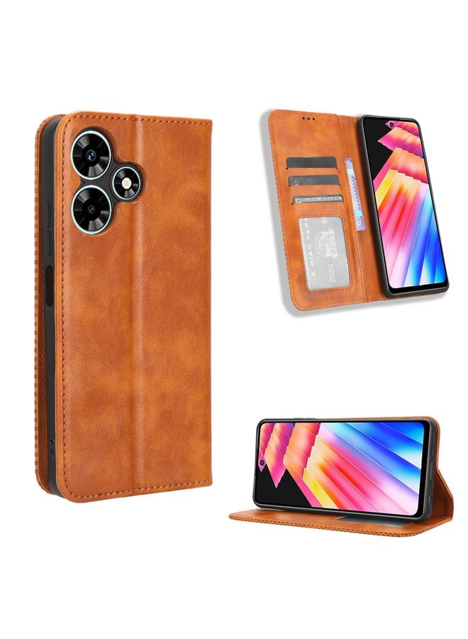 زبون جراب لهاتف Infinix Hot 30 Play مصنوع من الجلد بمشبك مغناطيسي بتصميم كلاسيكي - Image 1