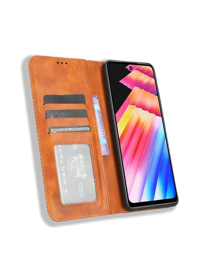 زبون جراب لهاتف Infinix Hot 30 Play مصنوع من الجلد بمشبك مغناطيسي بتصميم كلاسيكي - Image 4