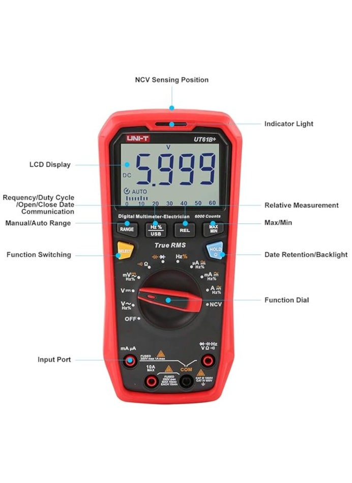 يوني تي UNI-T UT61B+ جهاز قياس رقمي متعدد صحيح Rms 1000 فولت  - Image 2