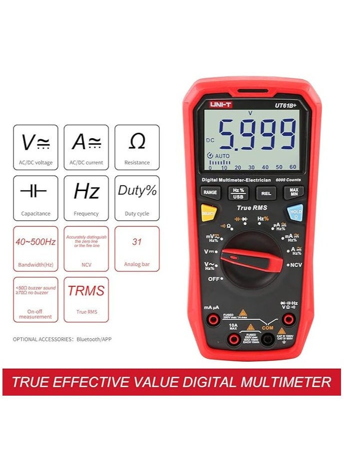 يوني تي UNI-T UT61B+ جهاز قياس رقمي متعدد صحيح Rms 1000 فولت  - Image 5