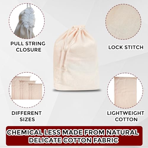 COMFORT WEAVE Cotton Mesh Vegetable Box For Fridge - Pack of 12 Eco-Friendly Drawstring Fridge Storage Bags, Vegetable Storage Bags for Refrigerator, Reusable - Image 5