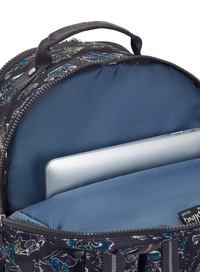kipling Large Backpack with Separate Laptop Compartment Unisex Jungle Fun Race Seoul College