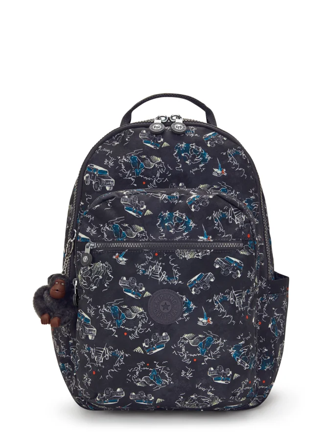 kipling Large Backpack with Separate Laptop Compartment Unisex Jungle Fun Race Seoul College