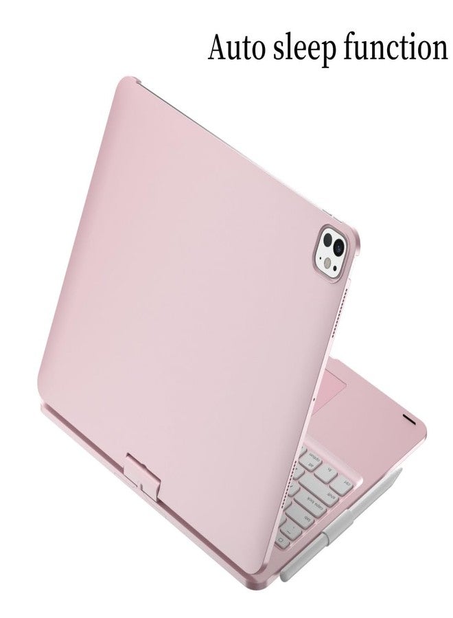 HENGHUI 360 Rotatable Touch Keyboard for iPad Pro 11 inch M5/M4 2025/2024 Backlight Trackpad Foldable Integrated Keyboard Case Cover,Rosegold - Image 4