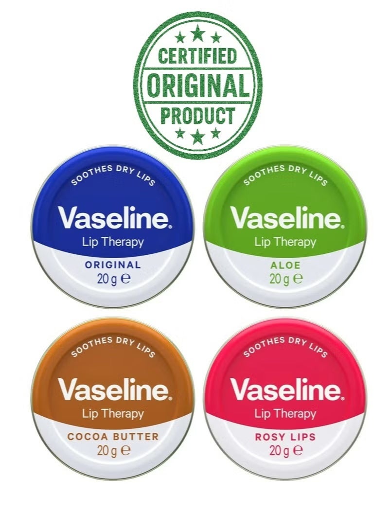 Vaseline Lip Therapy Balm Set of 4 x 20g | Original, Cocoa Butter, Aloe Vera & Rosy Lips | Deep Moisturizing Lip Care for Dry & Chapped Lips | Soft, Smooth & Hydrated Lip Protection - Image 2