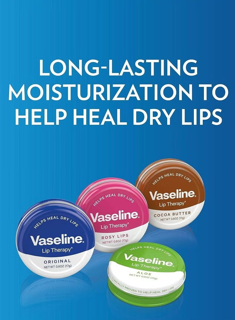 Vaseline Lip Therapy Balm Set of 4 x 20g | Original, Cocoa Butter, Aloe Vera & Rosy Lips | Deep Moisturizing Lip Care for Dry & Chapped Lips | Soft, Smooth & Hydrated Lip Protection - Image 3