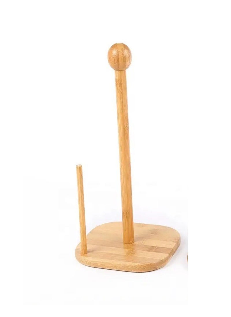 VIO Bamboo Tissue Paper Towel Holder Toilet Paper Roll Stand Counter Rolls Used in Kitchen Living Room Bathroom Toilet Square 
