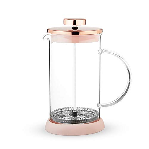 Pinky Up Riley Mini Glass Tea Press Pot, Coffee Maker, French Press for Loose Leaf Tea and Coffee, Hot or Iced Beverage Brewer, 12 oz, Pink - Image 5