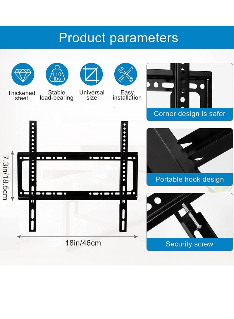 ELTRAZONE TV Wall Mount 26-63 Inches Ultra Strong Slim Fixed TV Bracket Heavy Duty Ultra Super Strong 50KG TV Wall Mount with Wall Fixing Kit for Flat Curved Screen TV LED, LCD OLED and Plasma 50Kg - Image 4