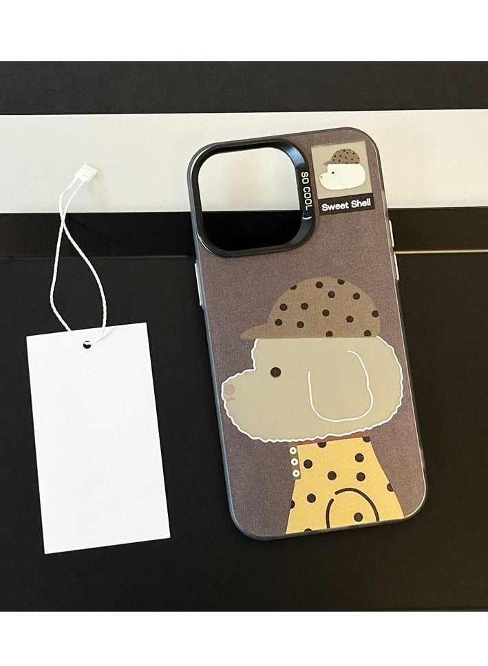 NIBEMINENT Cool Animals Protective TPU Case Cover For iPhone 15 Pro, Black Spot Fashion Puppy