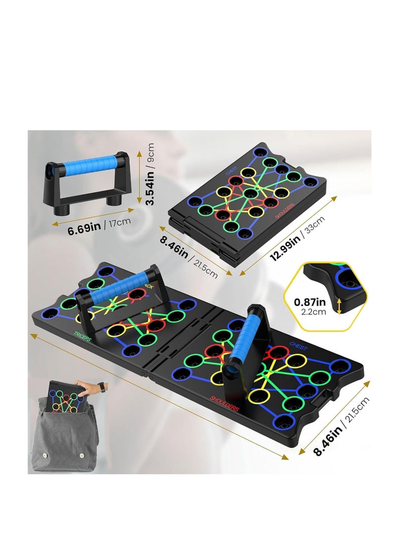 متعددة الوظائف قابلة للطي دفع لوحة ، 24 في 1 معدات تدريب القوة - شريط الدفع ، مقبضات دفع الأرضية للصدر والأذراع والجوهر وتمرين الظهر ، نظام صالة رياضية قابلة للطي المحمولة ، معدات اللياقة البدنية المهنية للرجال والنساء - Image 2