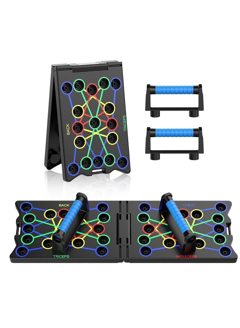 متعددة الوظائف قابلة للطي دفع لوحة ، 24 في 1 معدات تدريب القوة - شريط الدفع ، مقبضات دفع الأرضية للصدر والأذراع والجوهر وتمرين الظهر ، نظام صالة رياضية قابلة للطي المحمولة ، معدات اللياقة البدنية المهنية للرجال والنساء - Image 1