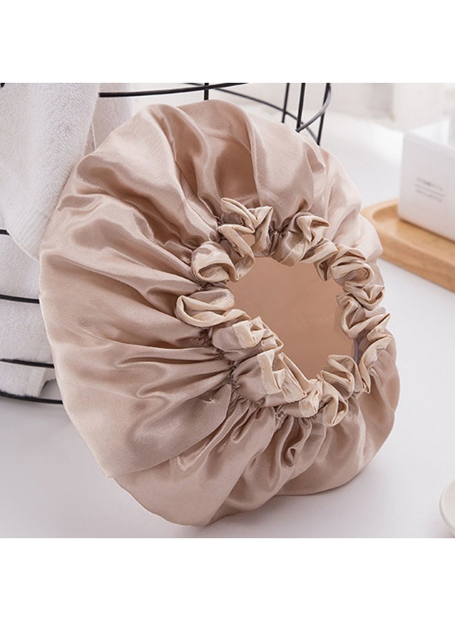 Waterproof Satin Lined Luxury Shower Cap for Women Reusable Hair Cap with Elastic Band