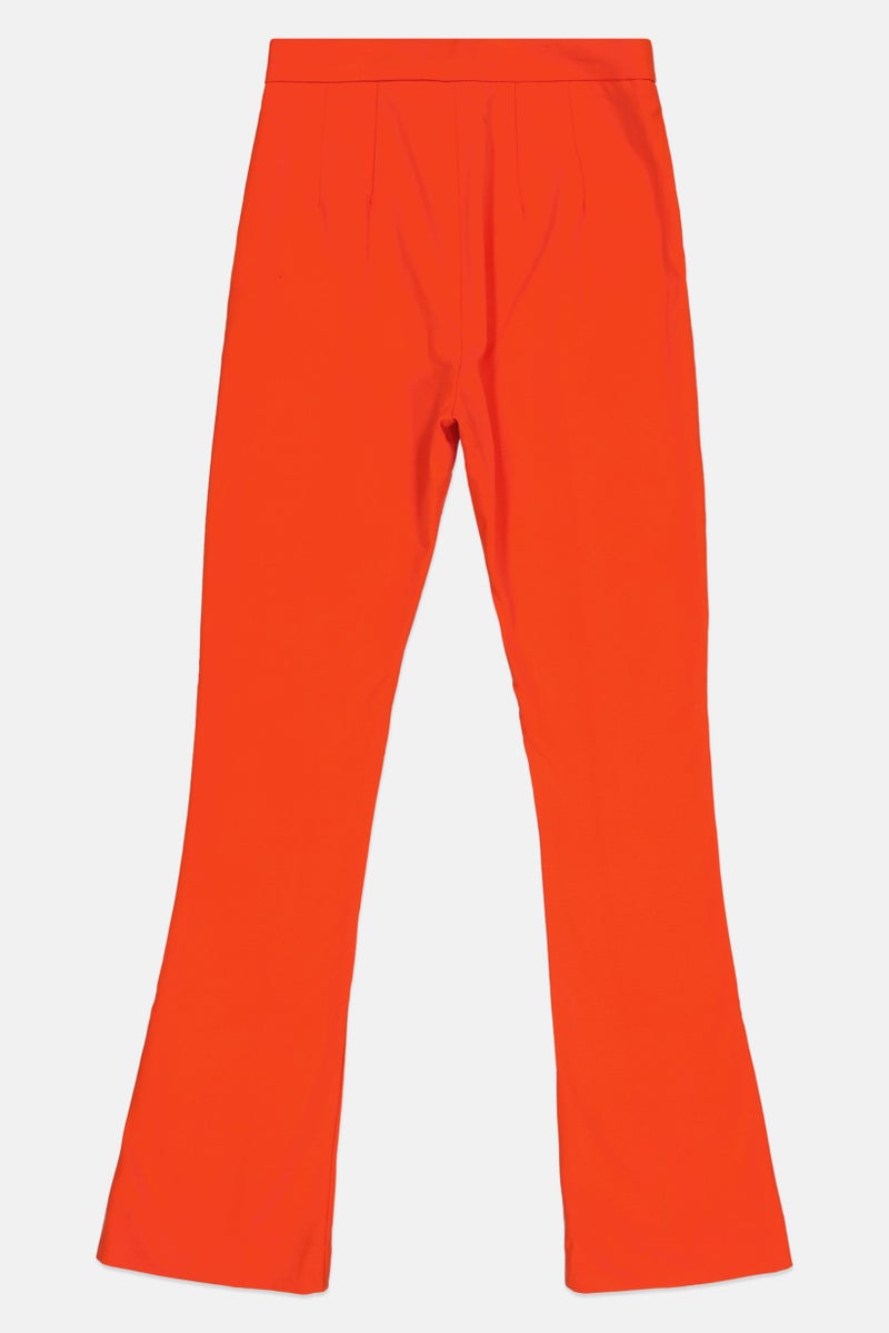 Bershka Women Regular Fit Plain Flare Leg Pants, Orange - Image 3