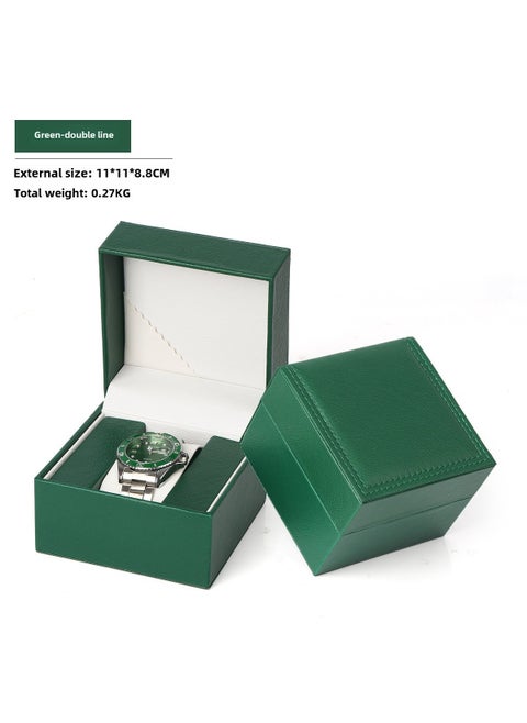 5 Colors Litchi Pattern Green-Double Line