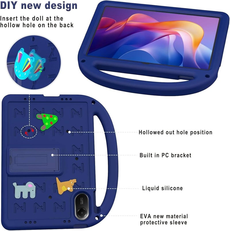 Vurtboly Kids Case Compatible with Redmi Pad 2 11inch 2025, Cute Full Body Protective Cover with Handle Stand, Lightweight Shockproof Cover with Shoulder Strap Kickstand for Redmi Pad 2 11" (Blue) - Image 3