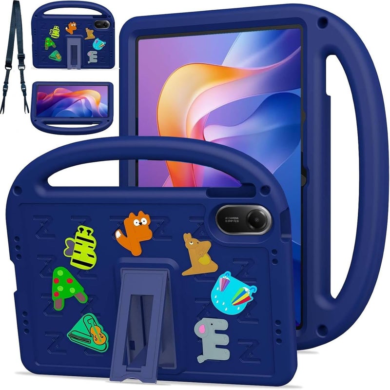 Vurtboly Kids Case Compatible with Redmi Pad 2 11inch 2025, Cute Full Body Protective Cover with Handle Stand, Lightweight Shockproof Cover with Shoulder Strap Kickstand for Redmi Pad 2 11" (Blue) - Image 1