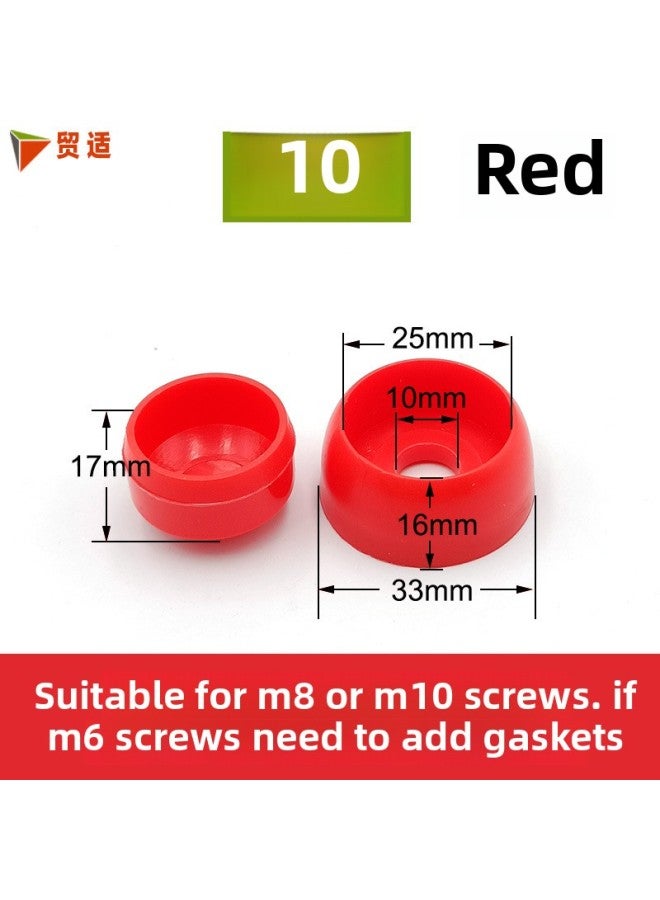 Amusement Park Kidsren's Playground Naughty Castle Nut Cap Slide Plastic Plastic Bolt Protective Sleeve Wire Cap-Color:Hole 10mm/red (10 Pcs)  - Image 1
