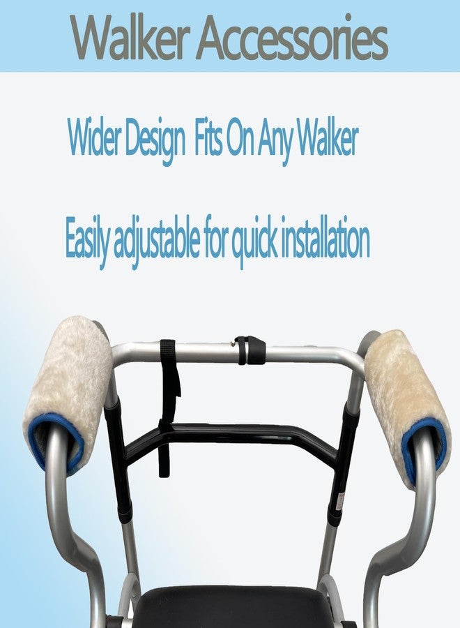 BIVIKEY Walker Handle Cushions - Padded Hand Covers - Soft Cushion Padding Medical for Folding Rolling Wheelchair, Rollator Handle, Senior, Elderly Grippers - Crutch Handle Pad Grips - Mobility Aid Plush Khaki - Image 4