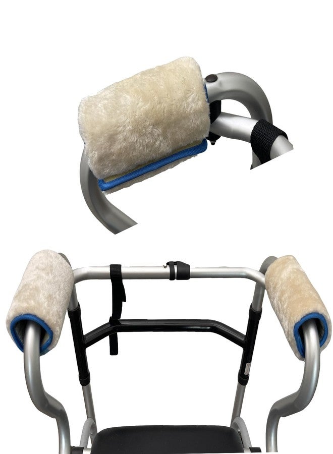 BIVIKEY Walker Handle Cushions - Padded Hand Covers - Soft Cushion Padding Medical for Folding Rolling Wheelchair, Rollator Handle, Senior, Elderly Grippers - Crutch Handle Pad Grips - Mobility Aid Plush Khaki - Image 1