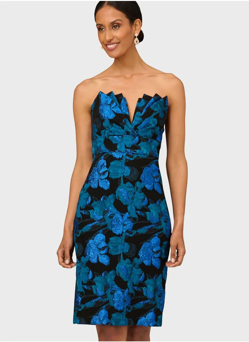 AIDAN MATTOX Bardot Floral Print Dress