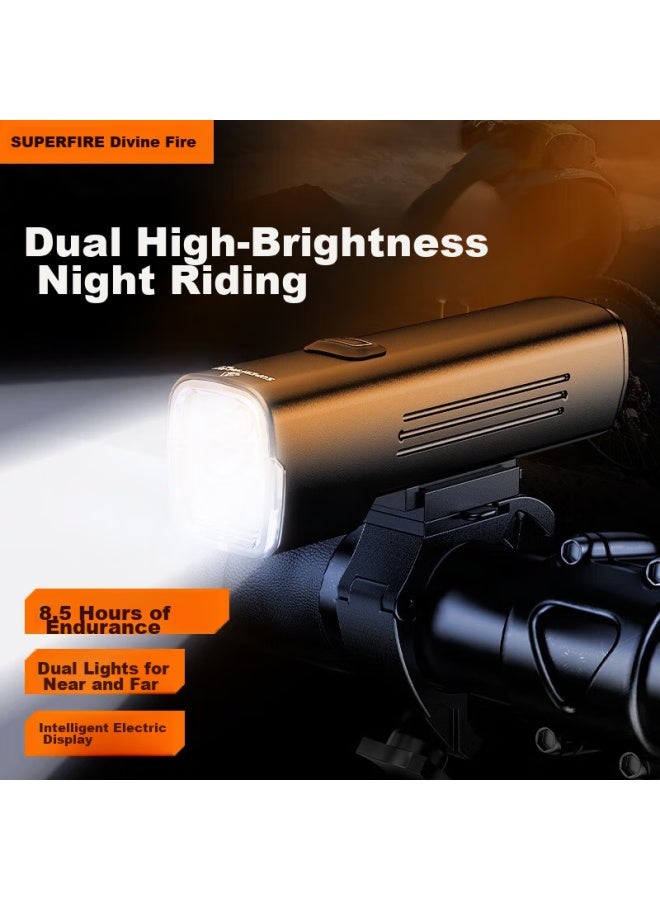 Supfire Rb60 Bicycle Light, Night Riding High-beam Flashlight, Usb Rechargeable Front Light, Rainproof, Mountain Bike Cycling Equipment, Bl12 - Image 1