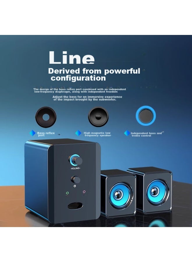 SADA مكبرات صوت كمبيوتر سلكية USB/نوع-C، مكبرات صوت صغيرة بلوتوث قابلة للتوصيل المباشر للكمبيوتر المحمول، مضخم صوت نشط عالي الجودة 2.0 بحجم صوت عالي - Image 3